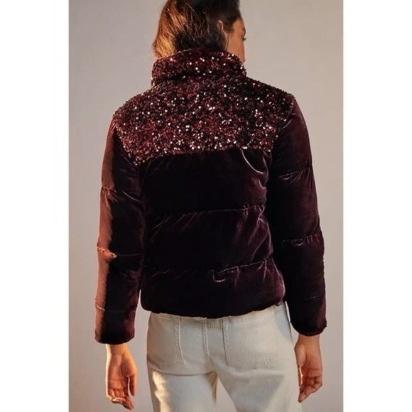 Vera Sequined Velvet Puffer Jacket - Picture 4 of 8